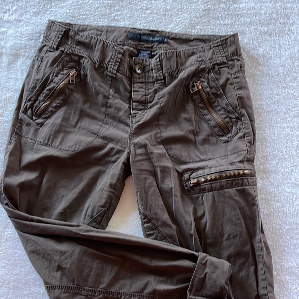 Calvin Klein, roll-up, zipper pocket slouchy fit pants size 8